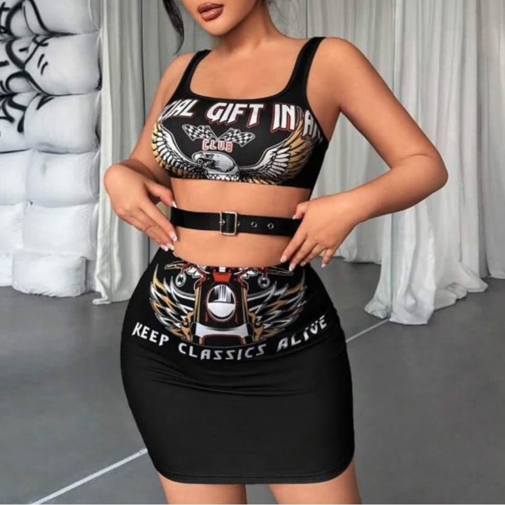 🇺🇸SXY Women Sexy Hollow Out Pattern Print Belted